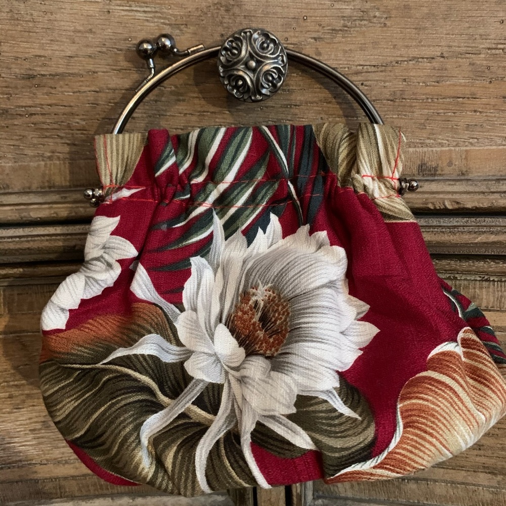 VINTAGE 1980s ABBA Hawaiian Hibiscus Red Purse